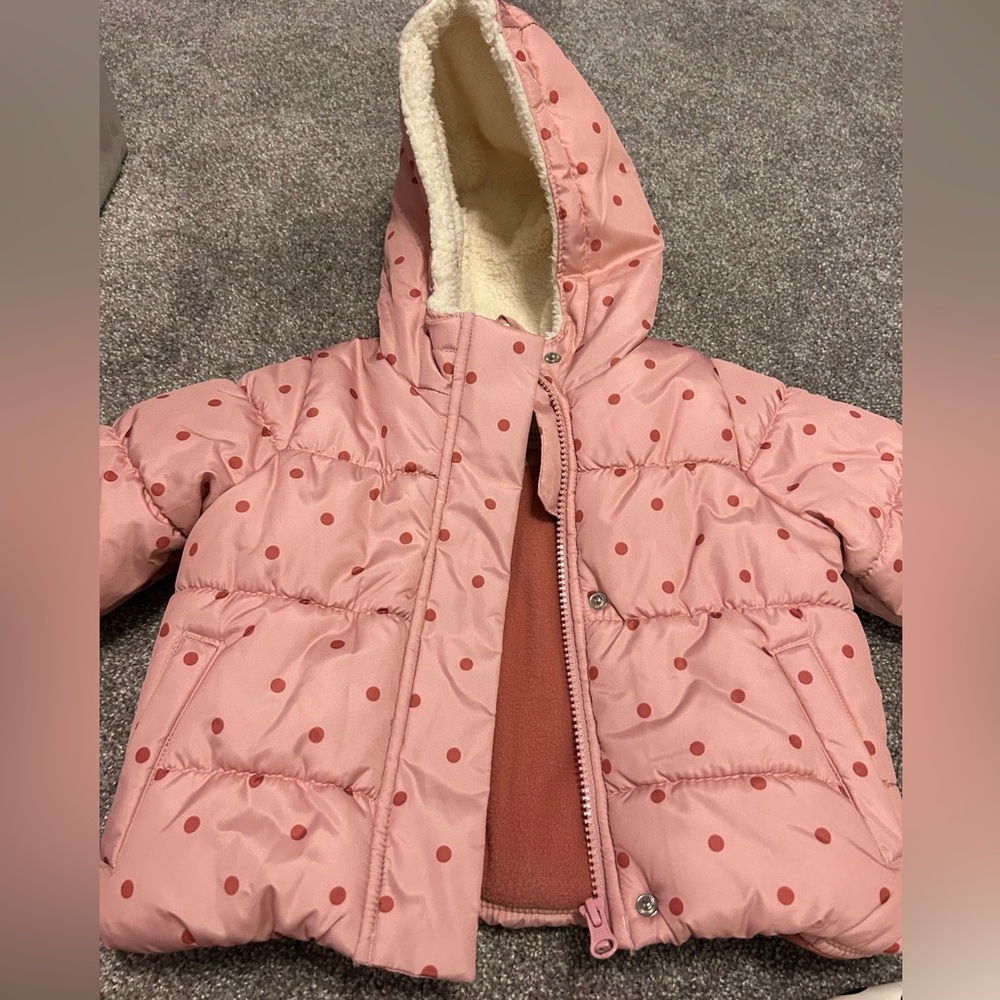 Pink polka dot OshKosh B’Gosh coat 12 months